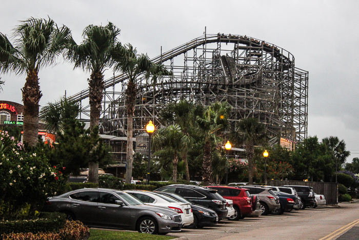 Kemah Boardwalk including the Boardwalk Bullet rollercoaster in Kemah, Texas