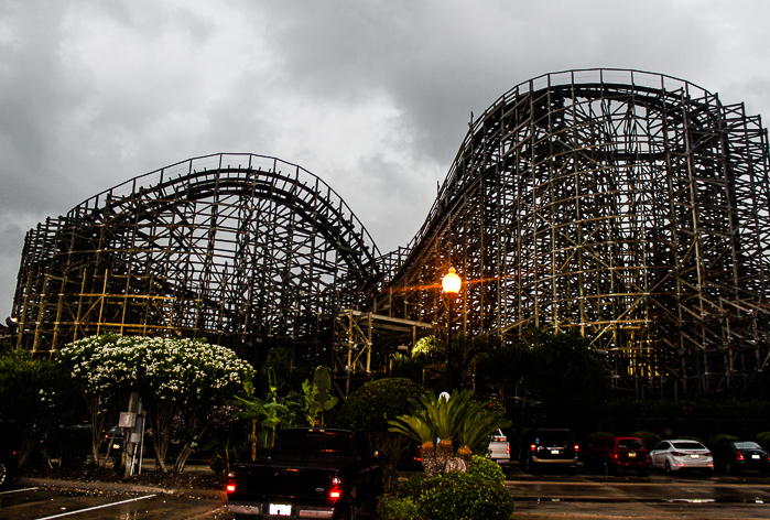 Kemah Boardwalk including the Boardwalk Bullet rollercoaster in Kemah, Texas