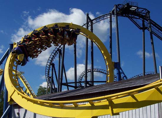 Chang, a stand-up Rollercoaster at Six Flags Kentucky Kingdom, Louisville, KY