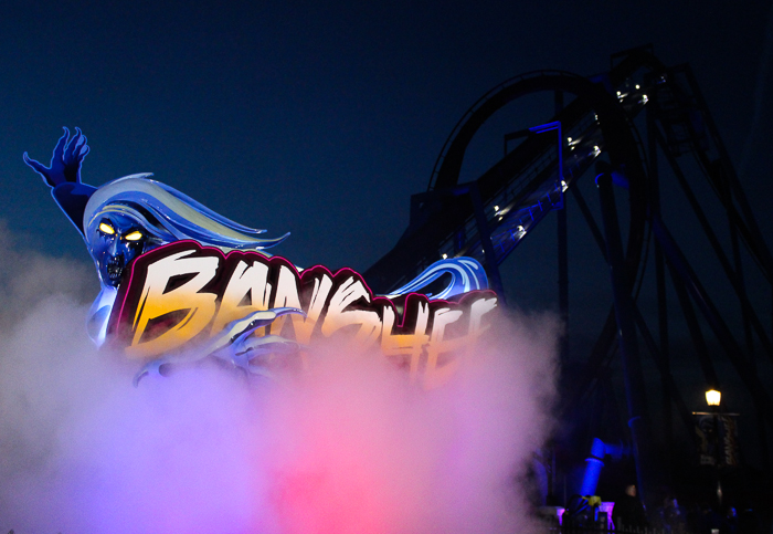 The new for 2014 Banshee Inverted Rollercoaster Media Day at Kings Island, Kings island, Ohio