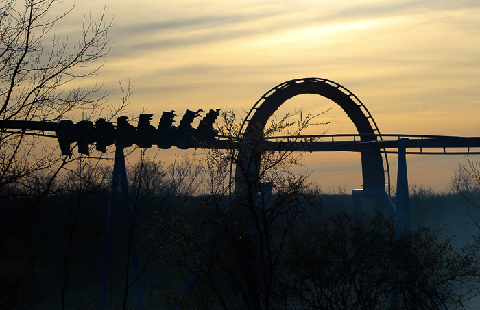 The new for 2014 Banshee Inverted Rollercoaster Media Day at Kings Island, Kings island, Ohio