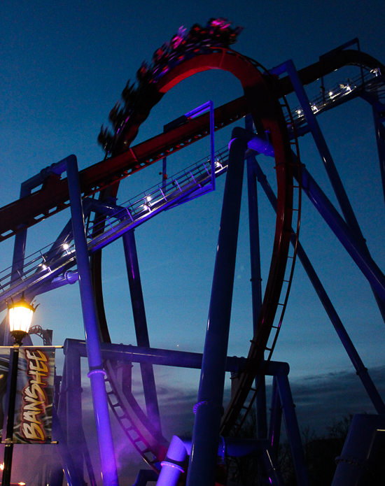 The new for 2014 Banshee Inverted Rollercoaster Media Day at Kings Island, Kings island, Ohio