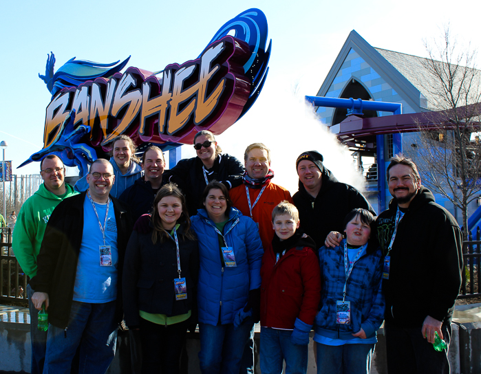 The new for 2014 Banshee Inverted Rollercoaster Media Day at Kings Island, Kings island, Ohio