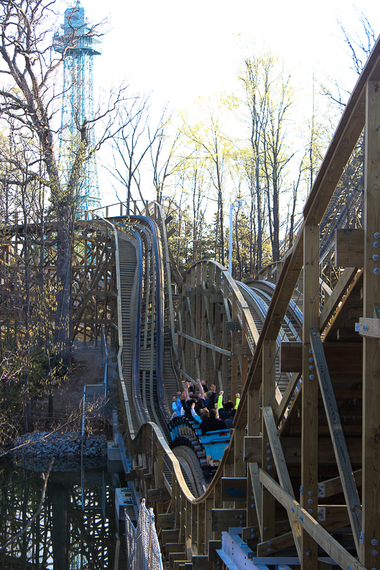 The new for 2017 Mystic Timbers Wooden Rollercoaster at Kings Island, Kings island, Ohio