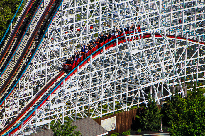 The John Allen designed Racer rollerocaster at Kings Island, Kings island, Ohio