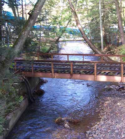 The Pioneer train bridge at Knoebels Amusement Resort