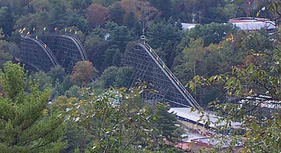 The Phoenix Rollercoaster from the Skyride at Knoebels Amusement Resort