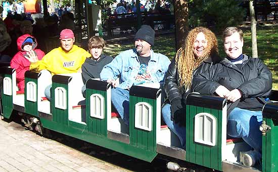 Peggy, Sam, Brent, Todd, Jane and Kathy on the Fronteir Train at Knoebels Amusement Resort