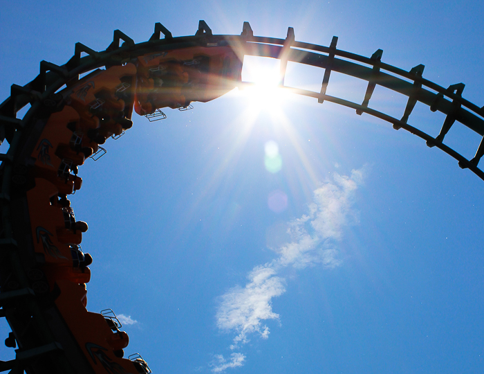 The Le Boomerang Rollercoaster at La Ronde, Montreal, Quebec