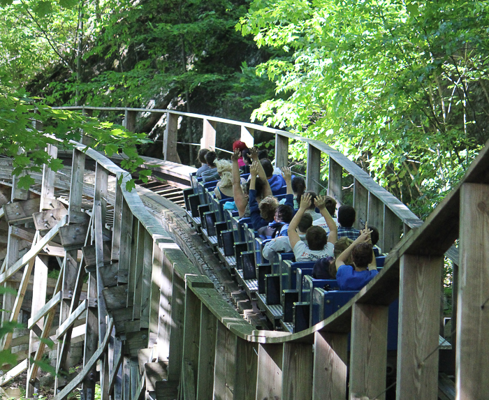 The Boulder Dash wooden roller coaster at Lake Compounce Amusement Park, Bristol, Connecticut