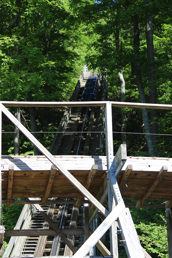 The Boulder Dash wooden roller coaster at Lake Compounce Amusement Park, Bristol, Connecticut