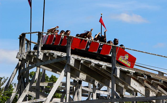 The Wildcat wooden roller coaster at Lake Compounce Amusement Park, Bristol, Connecticut