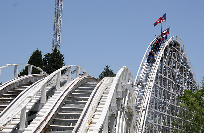 The Cannon Ball Roller Coaster at Lake Winnepesaukah Amusement Park, Rossville, Georgia