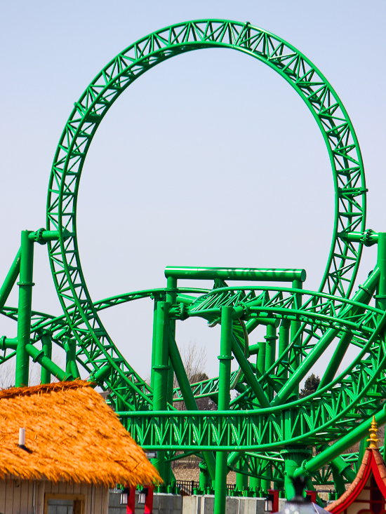 The Matugani launched coaster in the Yuta realm at Lost Island Theme Park, Waterloo, Iowa