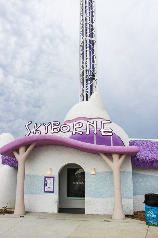 The Skyborne tower ride at at Lost Island Theme Park, Waterloo, Iowa