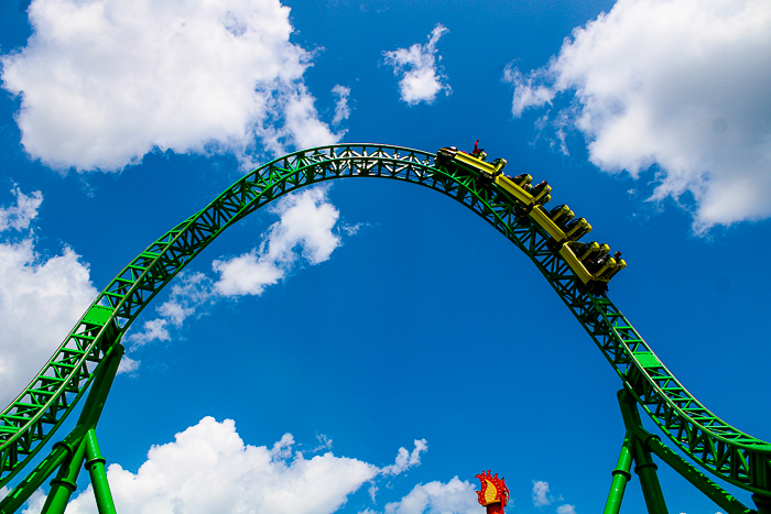 The Matugani launched looping roller coaster at Lost Island Theme Park, Waterloo, Iowa