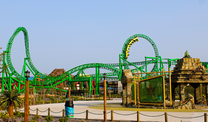 The Matugani launched looping roller coaster at Lost Island Theme Park, Waterloo, Iowa