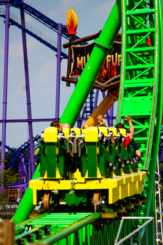 The Matugani launched looping roller coaster at Lost Island Theme Park, Waterloo, Iowa