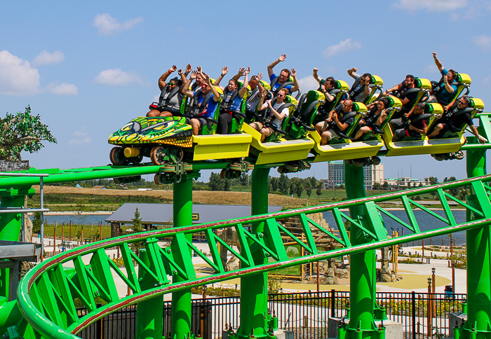 The Matugani launched looping roller coaster at Lost Island Theme Park, Waterloo, Iowa