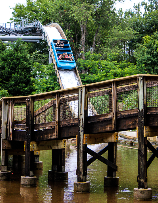 The Plummet Summit shoot the chutes ride at Magic Springs and Crystal Falls Water and Theme Park, Hot Springs, Arkansas