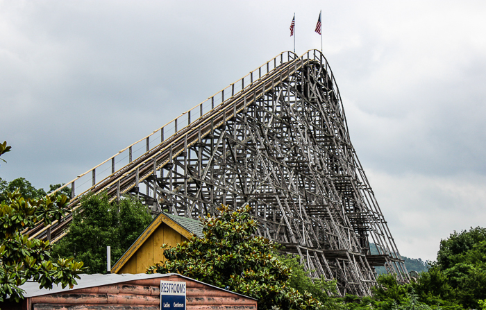 The Arkansas Twister roller coaster at Magic Springs and Crystal Falls Water and Theme Park, Hot Springs, Arkansas