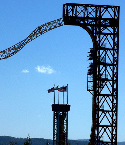 The X-Coaster Rollercoaster at Magic Springs Amusement Park, Hot Springs, AR