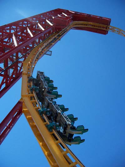 The X-Coaster Rollercoaster at Magic Springs Amusement Park, Hot Springs, AR