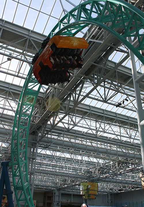 The Spongebob Squarepants Rock Bottom Plunge Rollercoaster at Nickelodeon Universe at the Mall of America, Bloomington, MN