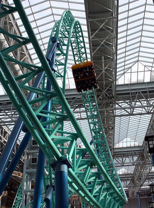 The Spongebob Squarepants Rock Bottom Plunge Rollercoaster at Nickelodeon Universe at the Mall of America, Bloomington, MN