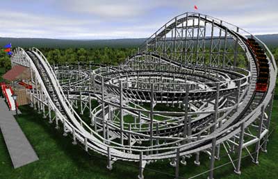 The Cyclone from the Chicago Century Of Progress and the Philadelphia Sesquicentennial No Limits Defunct Rollercoaster Recreation