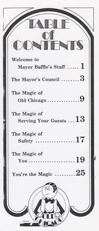 Old Chicago Shopping Mall & Amusement Park's Employee Manual