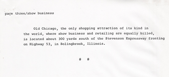 Old Chicago Shopping Center & Amusement Park, Bolingbrook Illinois