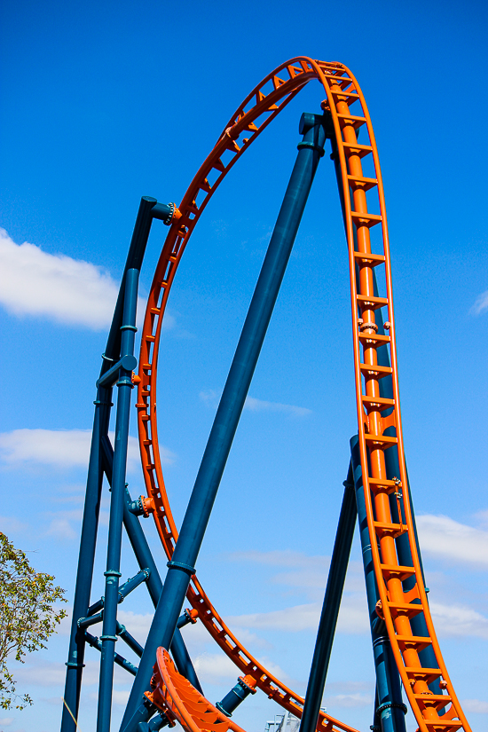 The new for 2022 Ice Breaker roller coaster at SeaWorld Orlando, Orlando, Florida