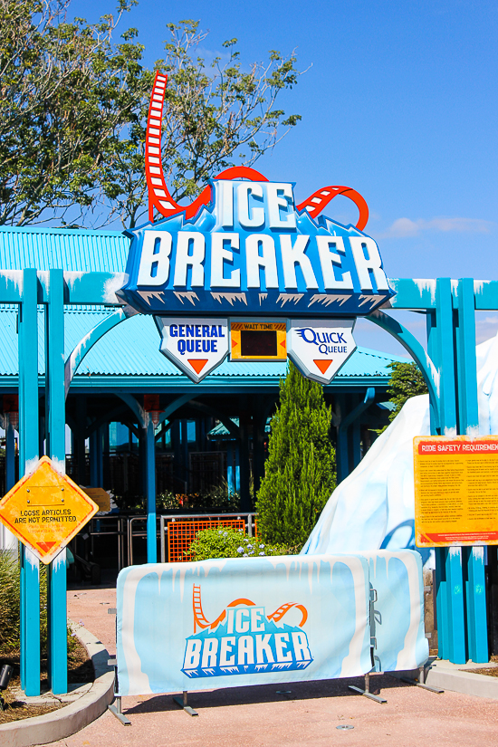 The New for 2022 Ice Breaker roller coaser at SeaWorld Orlando, Orlando, Florida