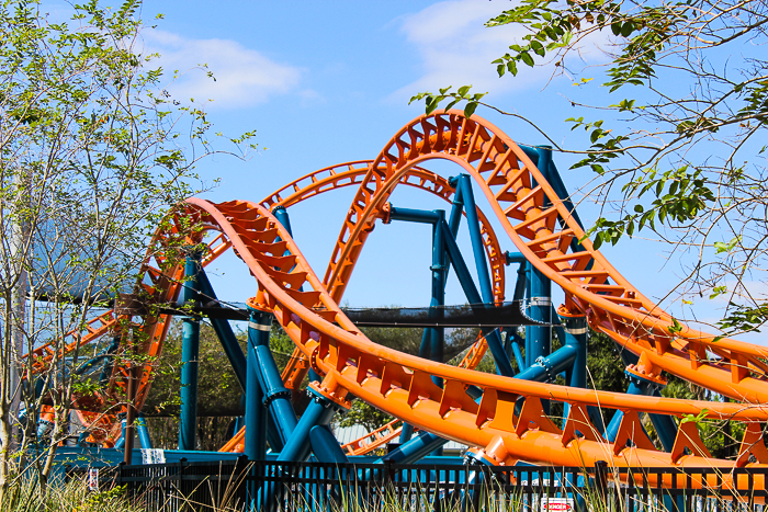 The New for 2022 Ice Breaker roller coaser at SeaWorld Orlando, Orlando, Florida