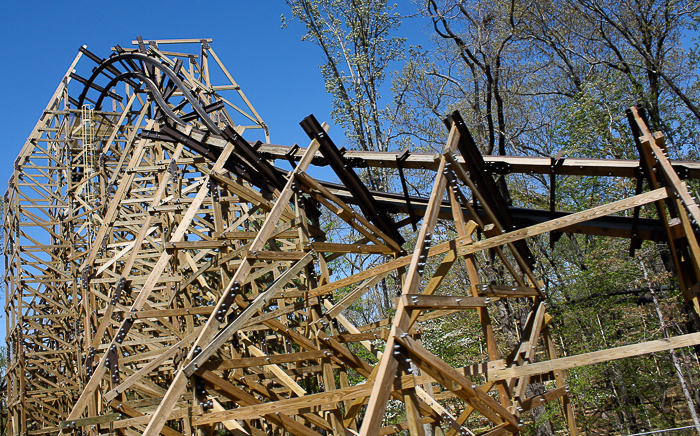 The new Outlaw Run Looping Wooden Coaster  at Silver Dollar City, Branson, Missouri