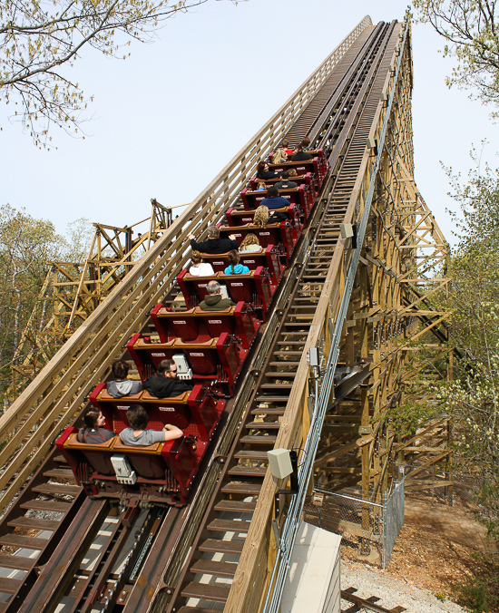 The new Outlaw Run Looping Wooden Coaster at Silver Dollar City, Branson, Missouri