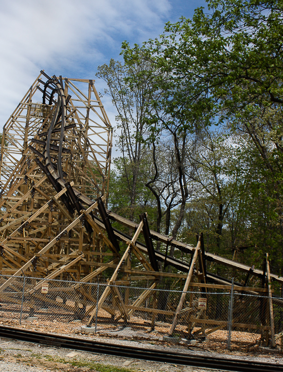 The Outlaw Run Looping Wooden Roller Coaster at Silver Dollar City, Branson, Missouri