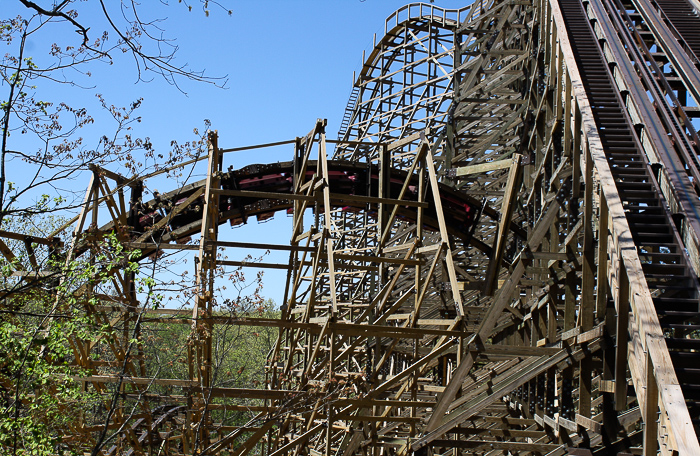 The new Outlaw Run Looping Wooden Coaster at Silver Dollar City, Branson, Missouri