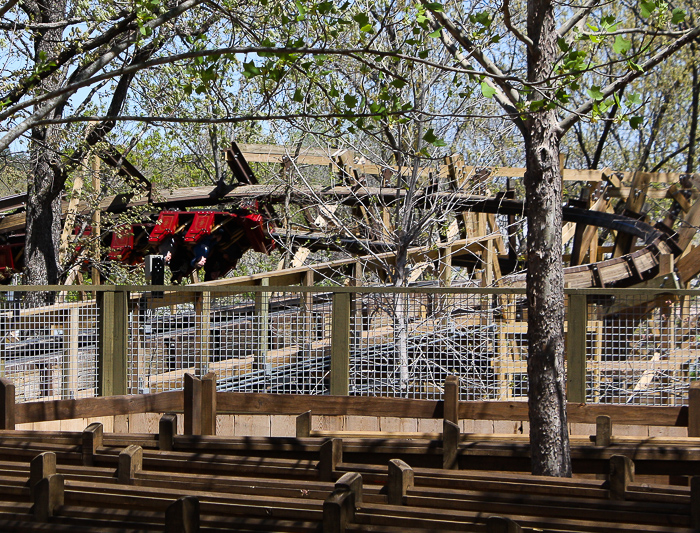 The new Outlaw Run Looping Wooden Coaster at Silver Dollar City, Branson, Missouri