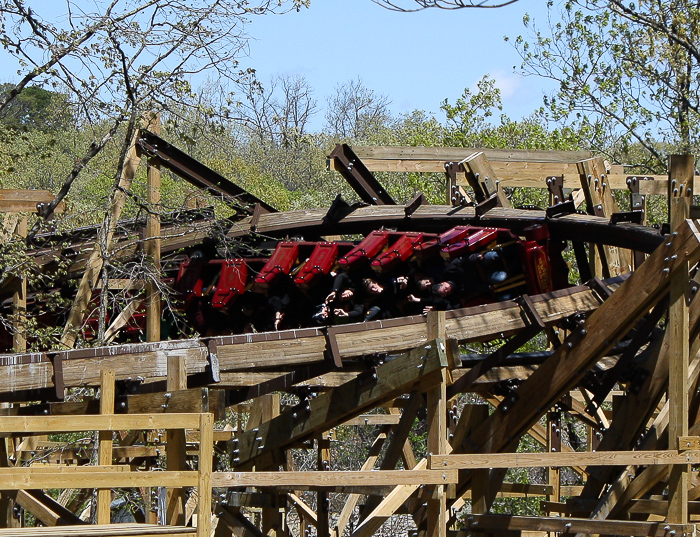 The new Outlaw Run Looping Wooden Coaster at Silver Dollar City, Branson, Missouri