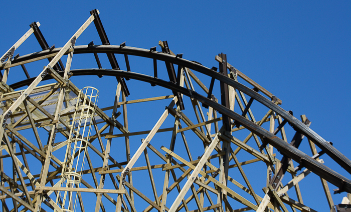 The new Outlaw Run Looping Wooden Coaster at Silver Dollar City, Branson, Missouri