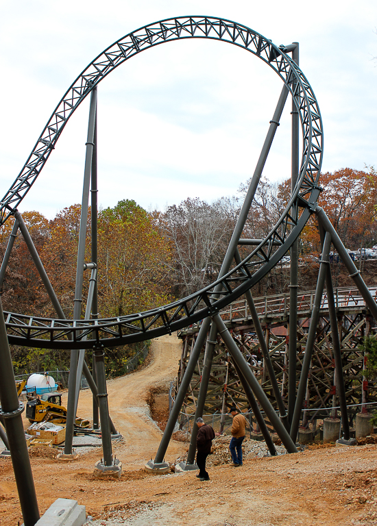 The New for 2018 Time Traveler Mack Launched Looping Spinning rollercoaster at Silver Dollar City, Branson, Missouri