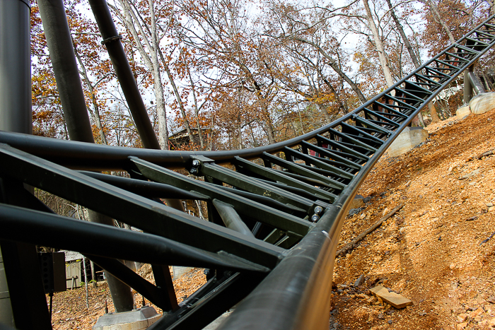 The New for 2018 Time Traveler Mack Launched Looping Spinning rollercoaster at Silver Dollar City, Branson, Missouri