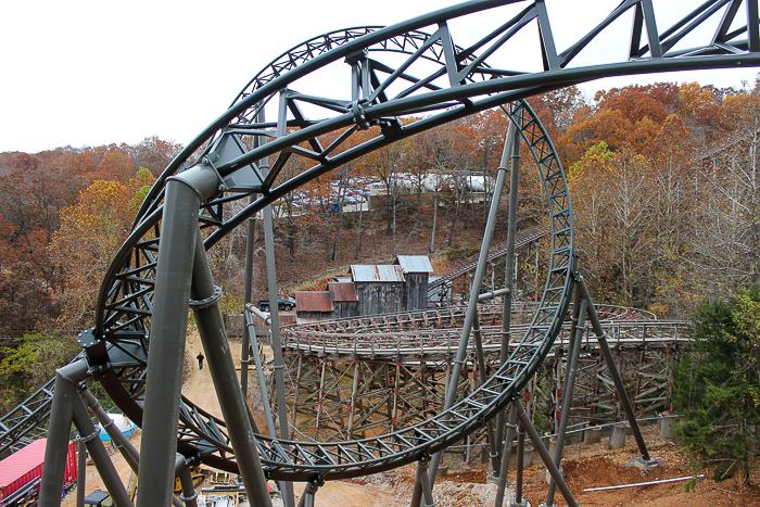 The New for 2018 Time Traveler Mack Launched Looping Spinning rollercoaster at Silver Dollar City, Branson, Missouri