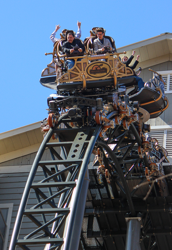 The Time Traveler; the tallest fastest steepest spinning roller coaster media preview at Silver Dollar City, Branson, Missouri