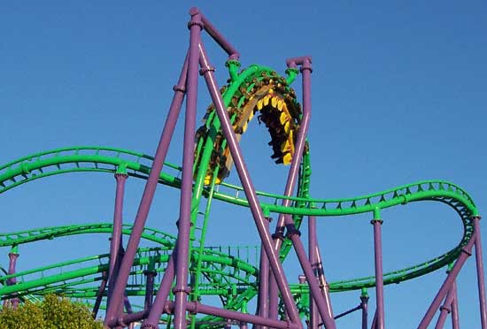 The Joker's Jinx Rollercoaster At Six Flags America, Largo, MD