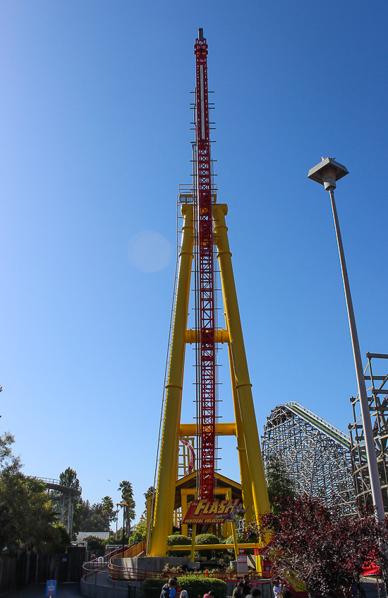 The Flash Vertical Velocity roller coaster at Six Flags Discovery Kingdom, Vallejo, California