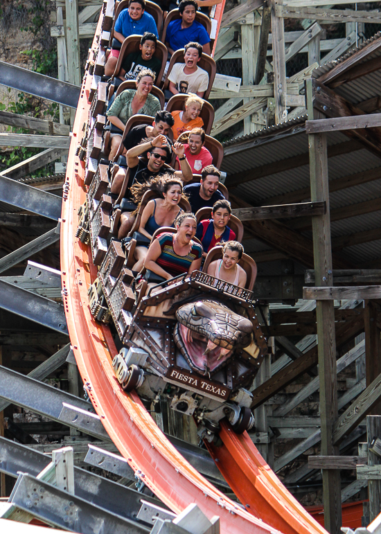 The Iron Rattler rollercoaster at Six Flags Fiesta Texas, San Antonio, Texas