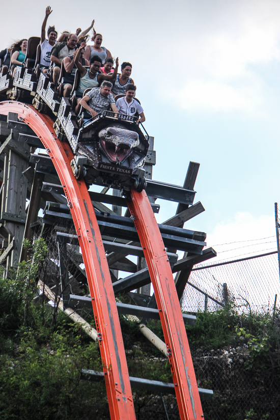 The Iron Rattler rollercoaster at Six Flags Fiesta Texas, San Antonio, Texas